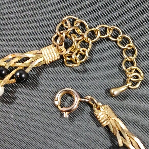 Vintage Exquisite Custom Handmade Woven Bead Gold Tone Choker Necklace - Picture 5 of 9